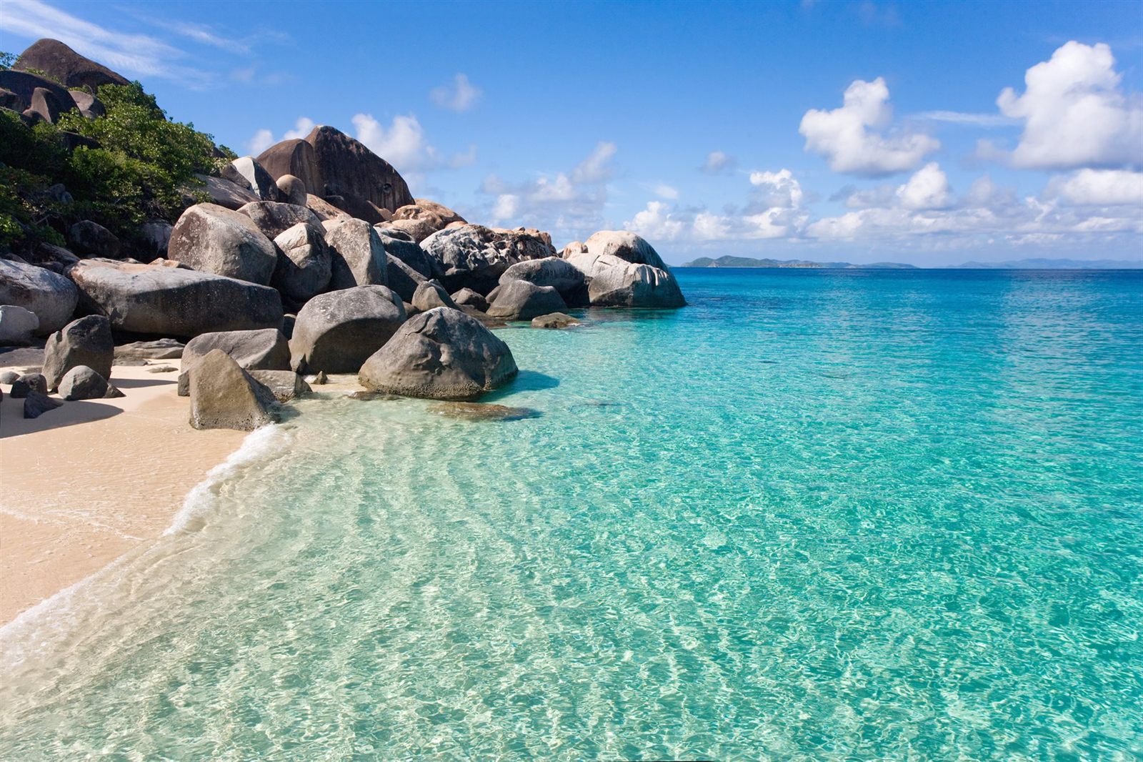 Granite boulders and clear shallow water at The Baths on Virgin Gorda
