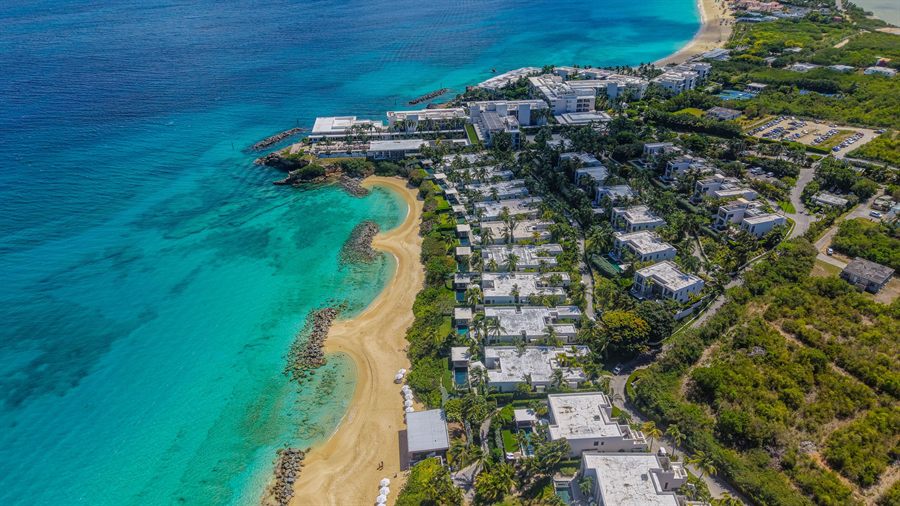 Caribbean beach from above